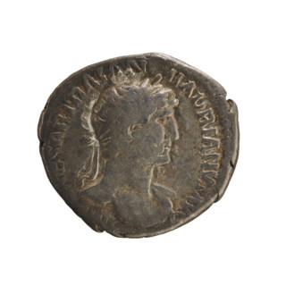 Denarius, Hadrian (76–138; Roman emperor 117–138). Obverse: Bust of the emperor with laurel wreath