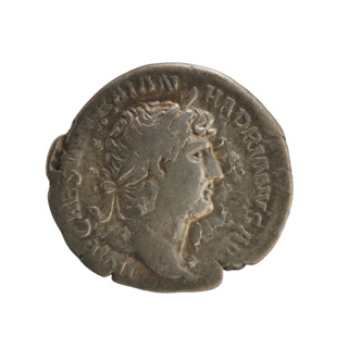 Denarius, Hadrian (76–138; Roman emperor 117–138). Obverse: head of the emperor with a laurel