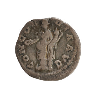 Denarius; Sabina (85–137), Roman empress; Hadrian (76–138), Roman emperor. Obverse: draped bust of