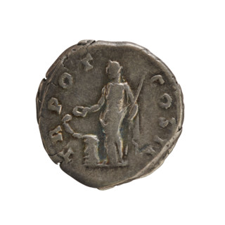 Denarius of Aelius (101–138), successor of Hadrian (136–138). Obverse: head of Aelius right;