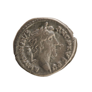 Denarius of Antoninus Pius (86–161; Roman emperor 138–161). Obverse: emperor's laureate head right