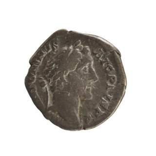 Denarius of Antoninus Pius (86–161; Roman emperor 138–161). Obverse: Emperor's head in a laurel
