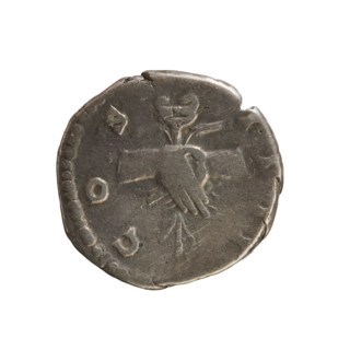 Denarius of Antoninus Pius (86–161; Roman emperor 138–161). Obverse: Emperor's head in a laurel