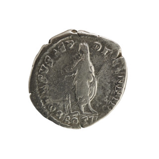 Denarius of Antoninus Pius (86–161; Roman emperor 138–161). Obverse: Emperor's head in a laurel