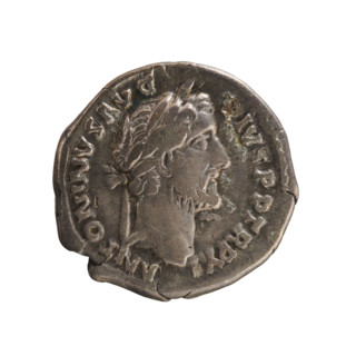 Denarius of Antoninus Pius (86–161; Roman emperor 138–161). Obverse: Emperor's head laureate right;