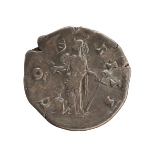 Denarius of Antoninus Pius (86–161; Roman emperor 138–161). Obverse: Emperor's head in a laurel
