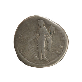 Denarius of Antoninus Pius (86–161; Roman emperor 138–161). Obverse: Emperor's head in a laurel
