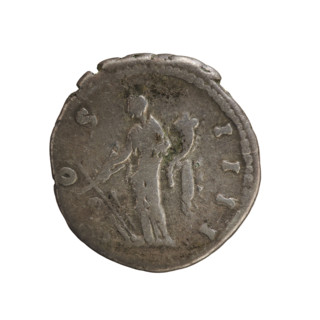 Denarius of Antoninus Pius (86–161; Roman emperor 138–161). Obverse: Emperor's head in a laurel