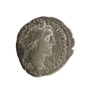 Denarius of Antoninus Pius (86–161; Roman emperor 138–161). Obverse: Emperor's head in a laurel