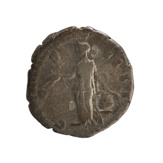 Denarius of Antoninus Pius (86–161; Roman emperor 138–161). Obverse: Emperor's head in a laurel