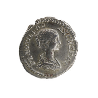 Denarius, Plautilla (ca. 185–212; Roman empress 202–205). Obverse: PLAVTILLAE AVGVSTAE — draped