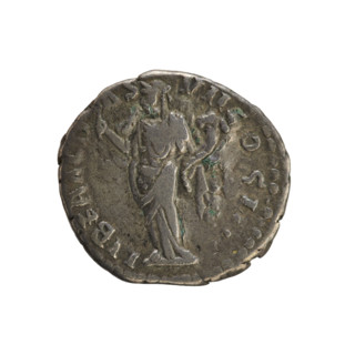 Denarius of Antoninus Pius (86–161; Roman emperor 138–161). Obverse: Emperor's bust wearing a