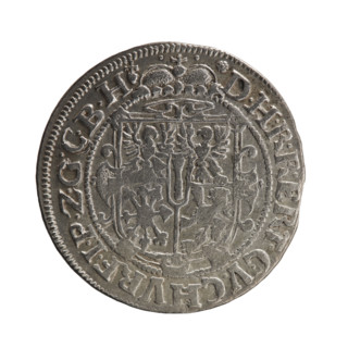 Obv.: Bust in decorative armor girded with a sash turned right. In his right hand a sceptre, the