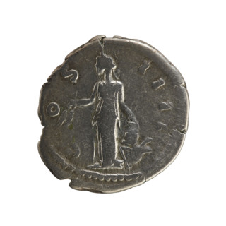Denarius of Antoninus Pius (reigned 138–161). Obverse: Emperor's head laureate facing right; legend