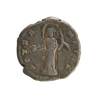 Denarius, after 141 CE. Obverse: DIVA FAVSTINA — Bust of Faustina the Elder (98–141; Roman empress