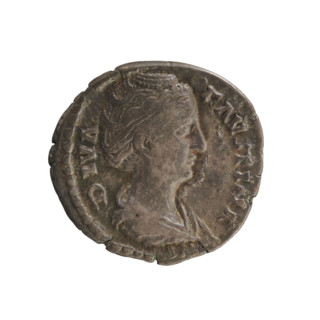 Denarius, after 141. Obverse: DIVA FAVSTINA — Bust of Faustina the Elder (98–141; Roman empress