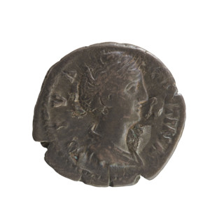 Denarius, after 141. Obverse: DIVA FAVSTINA — bust of Faustina the Elder turned right, draped, hair