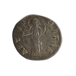 Denarius, after 141 CE. Roman Empire. Obverse: Bust of Faustina the Elder (98–141), turned right,
