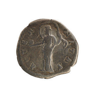 Denarius, after 141 CE. Obverse: DIVA FAVSTINA — bust of Faustina the Elder (98–141 CE; Roman