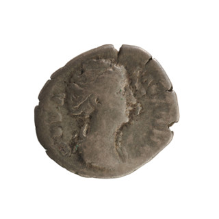 Denarius, after 141 CE. Obverse: DIVA FAVSTINA (poorly legible) — bust of Faustina the Elder