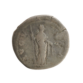 Denarius, after 141, Rome, Roman Empire (27 BC–476). Obverse: DIVA FAV STIN — bust of Faustina the
