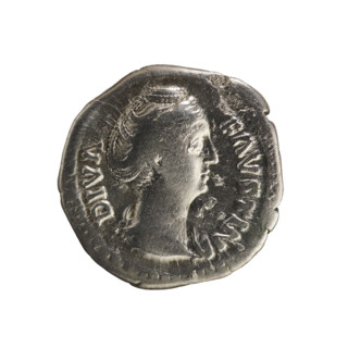 Denarius, after 141, Roman Empire (27 BC–476). Obverse: Bust of Faustina the Elder (98–141; Roman
