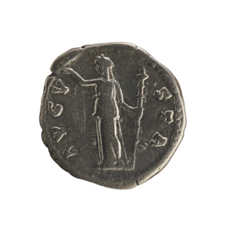 Denarius, Antoninus Pius (86–161; Roman emperor 138–161) and Faustina the Elder (98–141; Roman