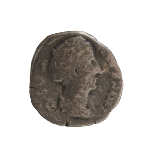 Denarius, after 141 CE. Obverse: DIVA FAVSTINA (second part of the legend poorly legible) — bust of