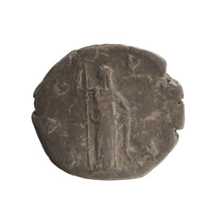 Denarius, after 141 CE. Obverse: DIVA FAVSTINA — Bust of Empress Faustina the Elder (98–141),