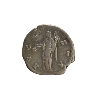 Denarius, after 141, Roman Empire (27 BC–476). Obverse: DIVA FAVSTINA — Bust of Faustina the Elder