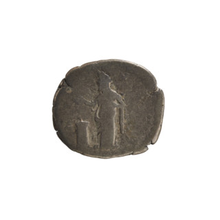 Denarius, after 141 CE. Obverse: Bust of Faustina the Elder (98–141; Roman empress 138–141) turned