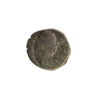 Denarius, after 141 CE. Obverse: DIVA FAVSTINA — bust of Faustina the Elder (98–141 CE; Roman