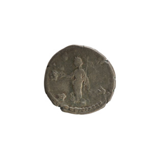 Denarius, after 141 CE. Obverse: bust of Faustina the Elder (98–141 CE), turned right, draped, hair