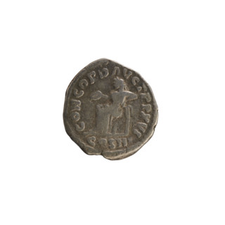 Denarius, Marcus Aurelius (121–180; Roman emperor 161–180). Obverse: Head of Marcus Aurelius with a