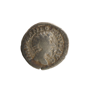 Denarius, Marcus Aurelius (121–180; Roman emperor 161–180). Obverse: Head of Marcus Aurelius right;