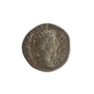 Denarius, Marcus Aurelius (121–180; Roman emperor 161–180). Obverse: Bust of Marcus Aurelius in