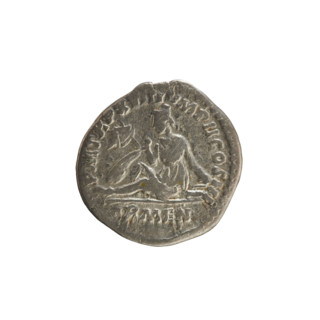 Denarius of Marcus Aurelius (121–180; Roman emperor 161–180), 163–164. Obverse: Head of Marcus
