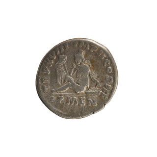 Denarius, Marcus Aurelius (121–180; Roman emperor 161–180). Obverse: Head of Marcus Aurelius with a