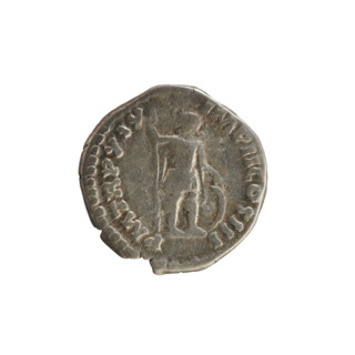 Denarius, Marcus Aurelius (121–180; Roman emperor 161–180). Obverse: Head of Marcus Aurelius with a