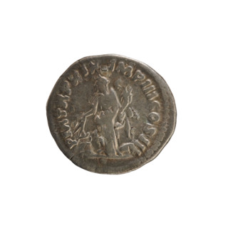 Denarius of Marcus Aurelius (121–180; Roman Emperor 161–180). Obverse: Head of Marcus Aurelius with