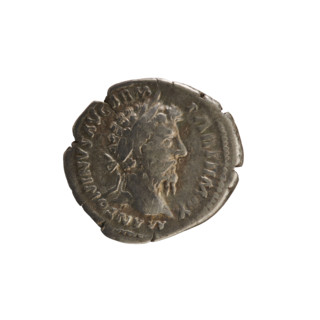 Denarius of Marcus Aurelius (121–180; Roman emperor 161–180), 167–168. Obverse: Head of Marcus