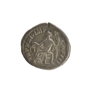 Denarius, Marcus Aurelius (121–180; Roman emperor 161–180). Obverse: Head of Marcus Aurelius with a
