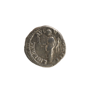Denarius of Marcus Aurelius (121–180; Roman Emperor 161–180). Obverse: Head of Marcus Aurelius with