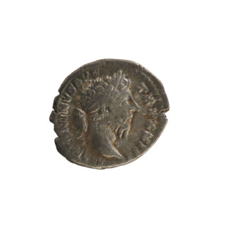 Denarius of Marcus Aurelius (reign 161–180). Obverse: head of Marcus Aurelius with a laurel wreath