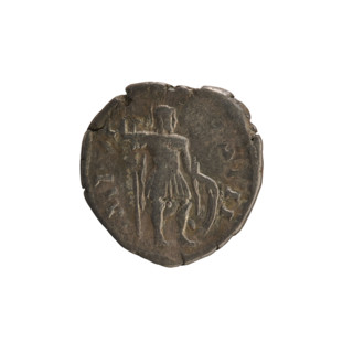 Denarius of Marcus Aurelius (reign 161–180). Obverse: Head of Marcus Aurelius with a laurel wreath,