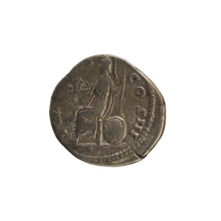 Denarius, Marcus Aurelius (121–180; Roman emperor 161–180). Obverse: Head of Marcus Aurelius with a