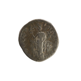 Denarius of Marcus Aurelius (121–180; Roman emperor 161–180). Obverse: Head of Marcus Aurelius with