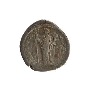 Denarius of Marcus Aurelius (121–180; Roman emperor 161–180), 175–176 CE. Obverse: Head of Marcus
