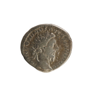 Denarius of Marcus Aurelius (121–180; Roman emperor 161–180). Obverse: Head of Marcus Aurelius with