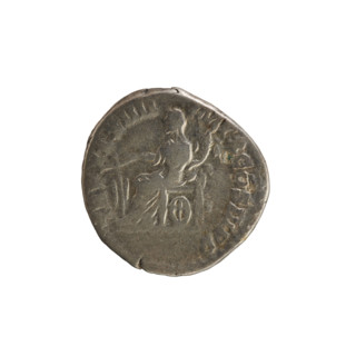 Denarius of Marcus Aurelius (121–180; Roman emperor 161–180). Obverse: bust of Marcus Aurelius with